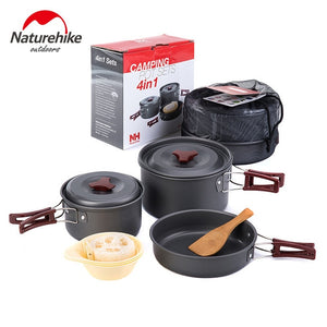 Naturehike Outdoor Tableware Camping Hiking Cookware Set 4 in 1 Picnic